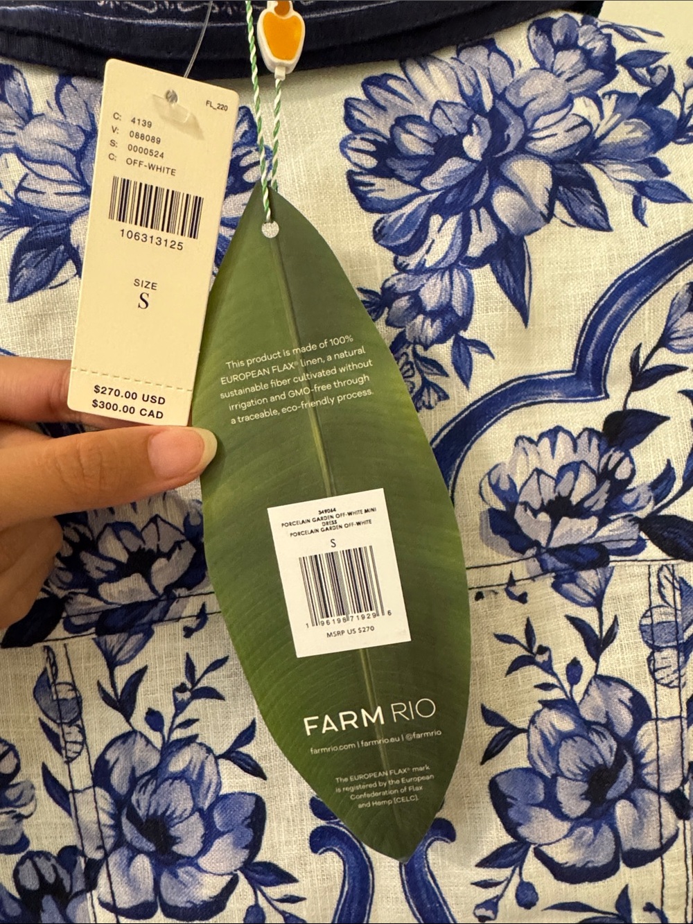 FARM Rio Blue and White Floral Mini Dress - Picture 7 of 7